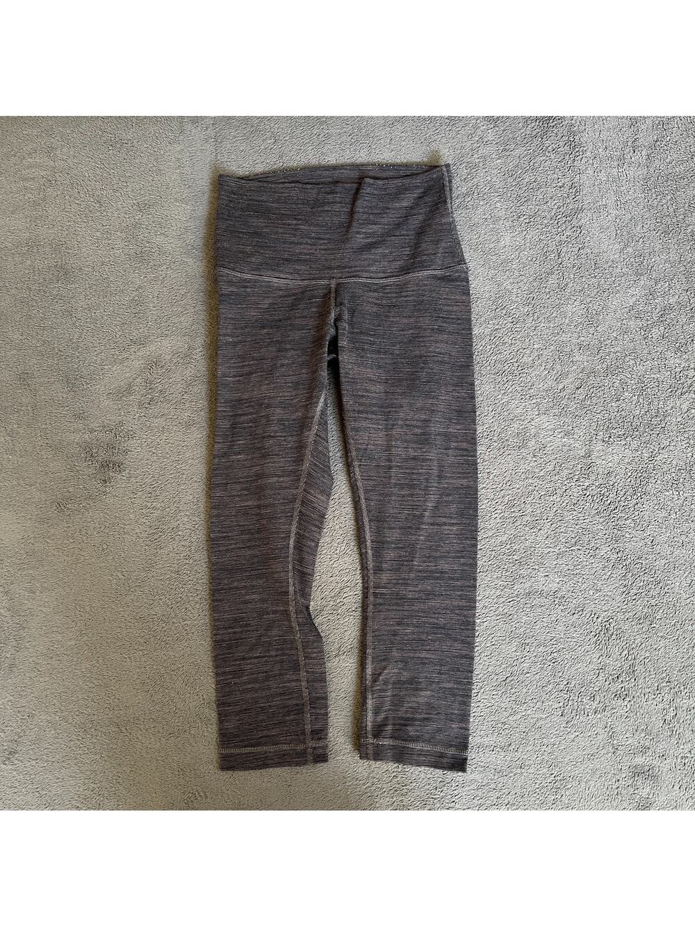 Lululemon Wunder Under Heathered Black High Rise Cropped Leggings Women's Size 6